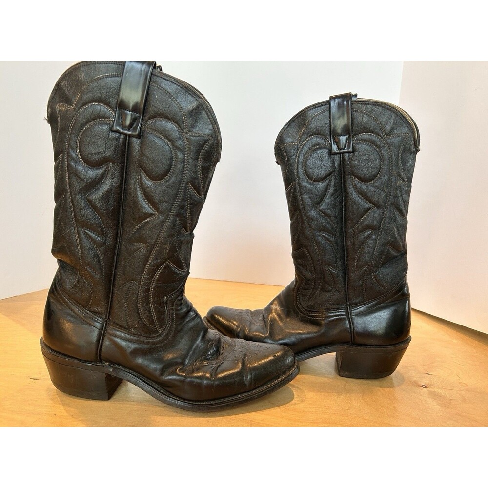 Durango Women’s Cowboy Boots 8.5 M Black Leather Stitched Pull On See Descriptio